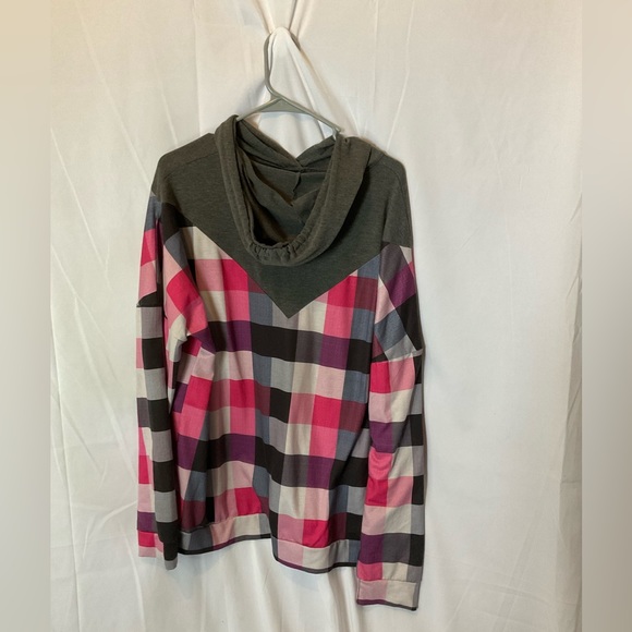 Women’s Plus Size Gray/Plaid Colorblock Size XXL pink/purple/gray/white - Picture 8 of 9